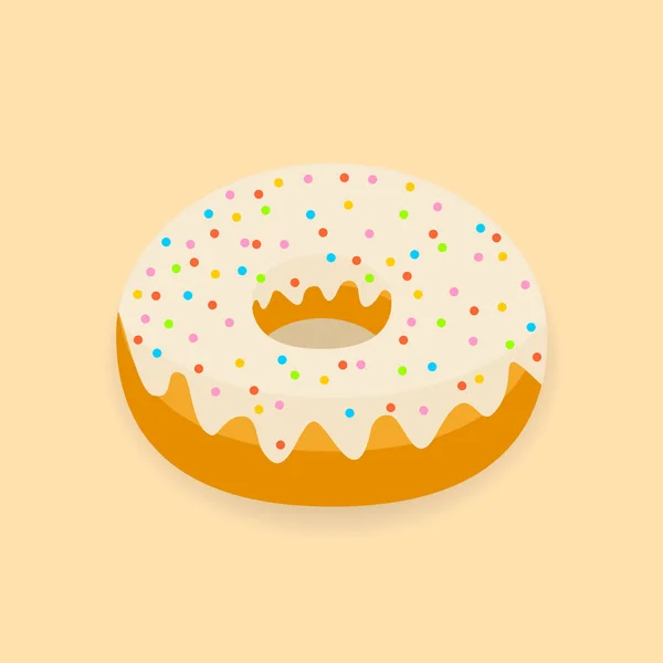 Zoete donut eten met topping. Geglazuurde patisserie heerlijke snack, eten van snoep. — Stockvector