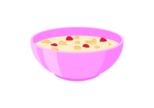 Copos de maíz con leche y fruta en el bol . — Vector de stock