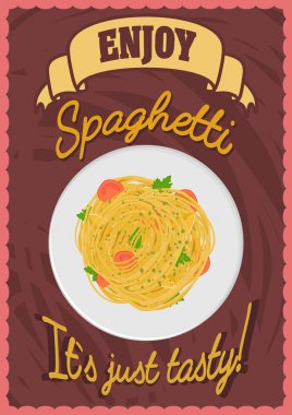 İtalyan makarna. Bir tabak spagetti.