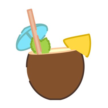 Hindistan cevizi pina colada kokteyli simgesi