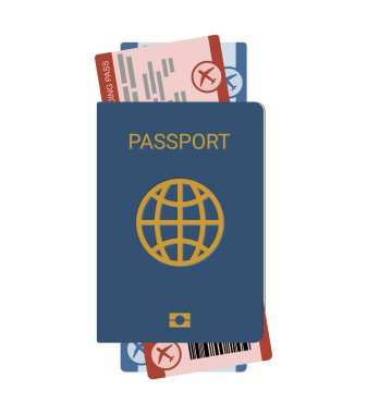 Passport ile beyaz bir arka plan üzerinde izole iki bilet vektör çizim.