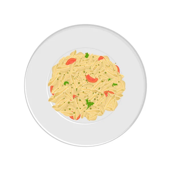 Konkiloni pasta i plattan isolerad på vit — Stock vektor