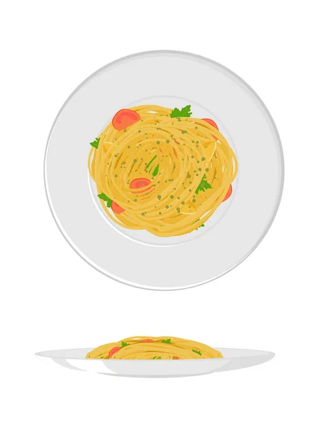 Ilustrasi vektor terisolasi dari pasta spaghetti - Stok Vektor