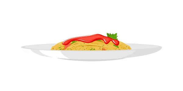 Italienische Spaghetti mit Tomatensauce — Stockvektor