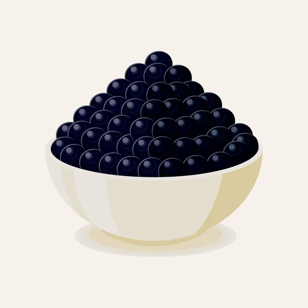 Caviar d'esturgeon noir sur plaque blanche — Image vectorielle