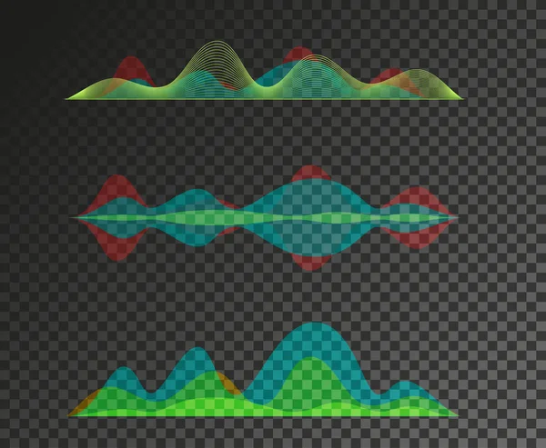 Conjunto de ecualizador de ondas sonoras diseño . — Archivo Imágenes Vectoriales
