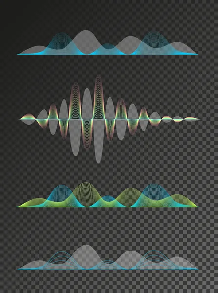 Set de ecualizador de ondas sonoras de colores — Vector de stock