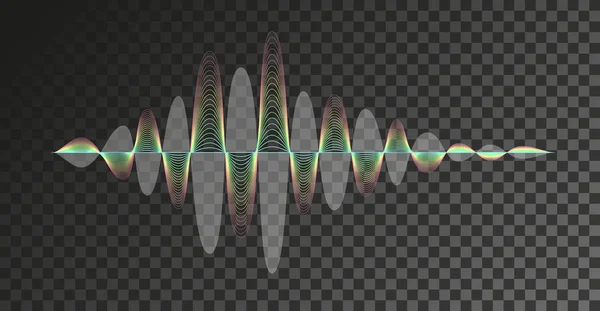 Ilustración vectorial de ondas sonoras sobre fondo transparente — Vector de stock