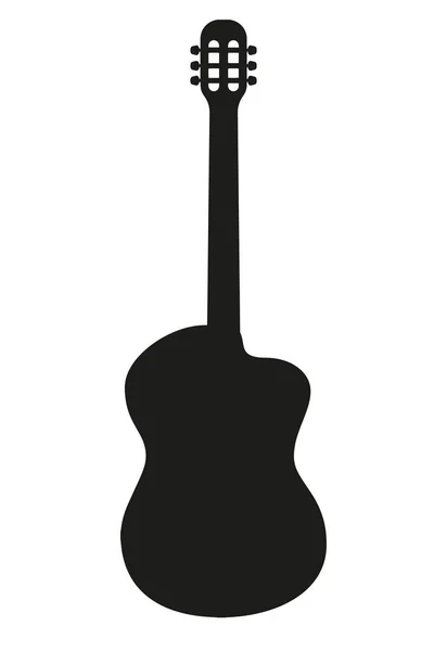 Silhouette di chitarra acustica classica — Vettoriale Stock