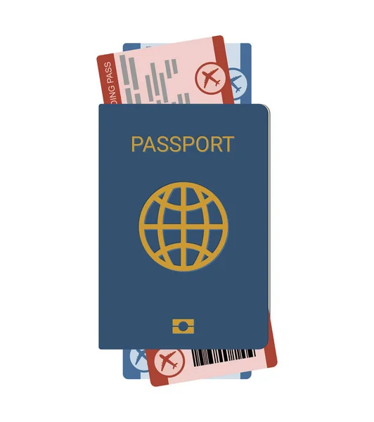 Passport ile beyaz bir arka plan üzerinde izole iki bilet vektör çizim. — Stok Vektör