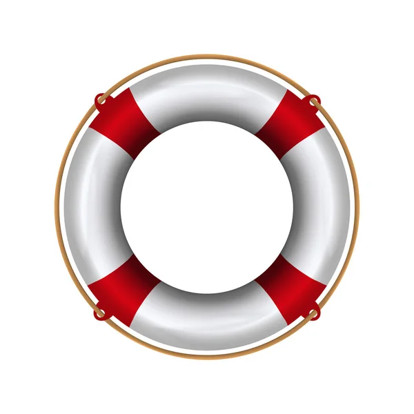 Lifebuoy cu frânghie. Lifebelt ilustrație realistă — Vector de stoc