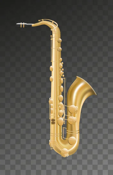 Saxofoon muziekinstrument op transparante achtergrond — Stockvector