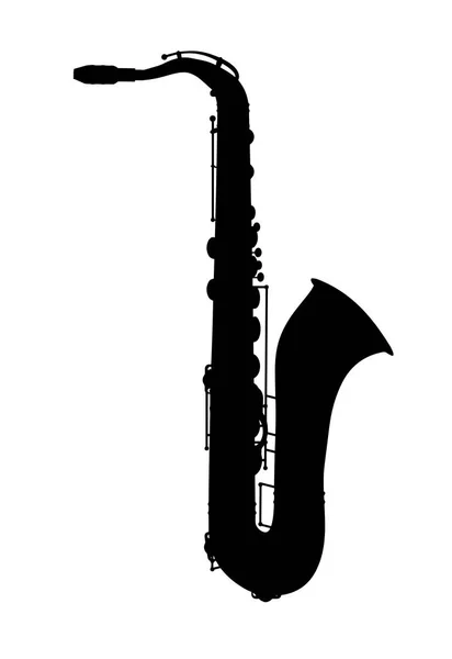 Saxofón. Silueta de instrumentos musicales de jazz — Vector de stock