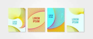 Poster Seti 5 daire şekillerle kapsar. Trendly modern yenilikçi ve memphis arka plan renkleri.