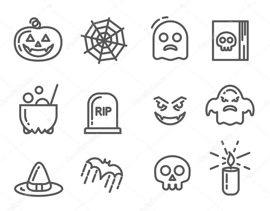 Halloween icons set. Linear signs collection