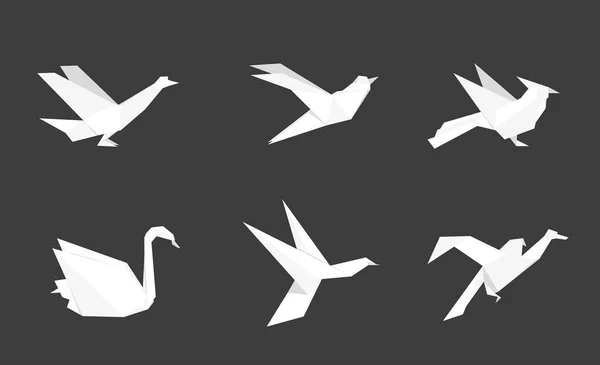 Origami πουλιά κατασκευασμένο από λευκό χαρτί. — Διανυσματικό Αρχείο
