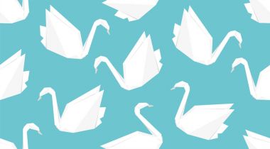 Origami turna kuşu seamless modeli.