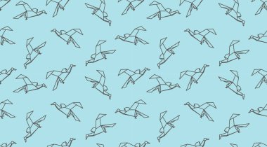 Origami doğrusal kuş seamless modeli.