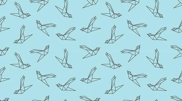 Origami overzicht vogel naadloze patroon. — Stockvector