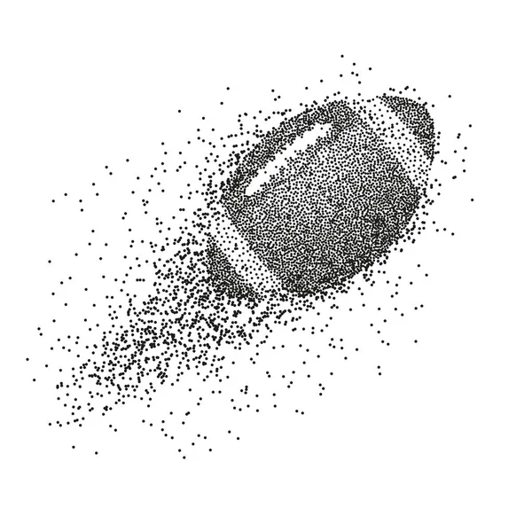 Uma bola de futebol ilustração abstrata Sílhueta divergente de partículas — Vetor de Stock