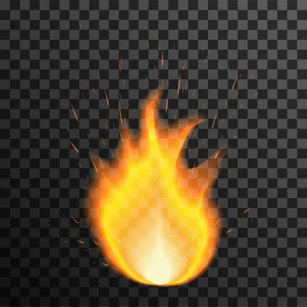 Flamme de feu sur fond transparent — Image vectorielle