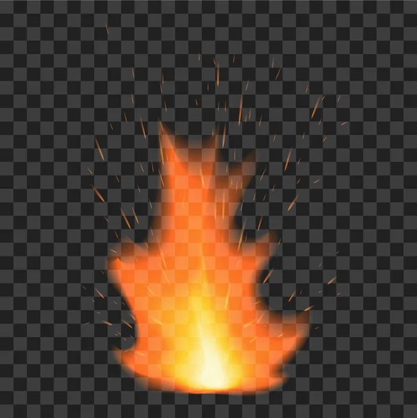 Feuerflamme auf transparentem Hintergrund — Stockvektor