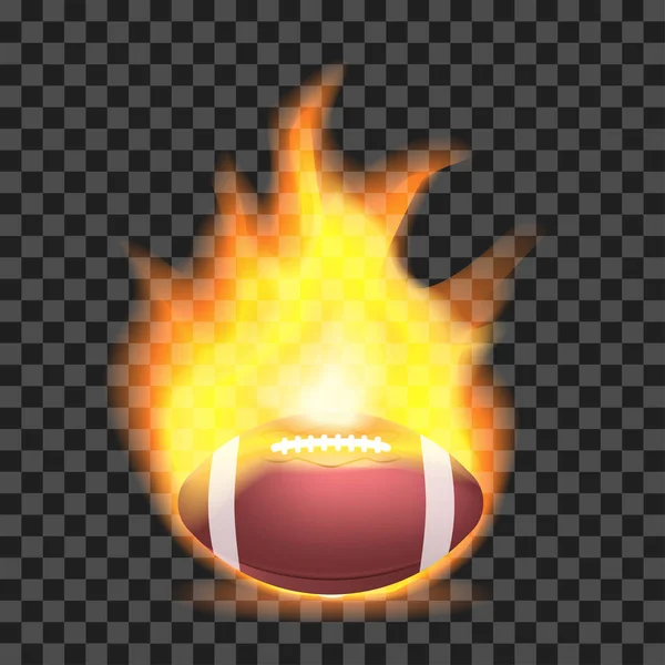 Американский футбольный мяч или регби в огне . — стоковый вектор