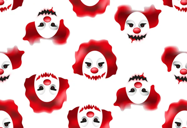 Happy Halloween naadloze patroon met griezelig en eng clown maskers — Stockvector