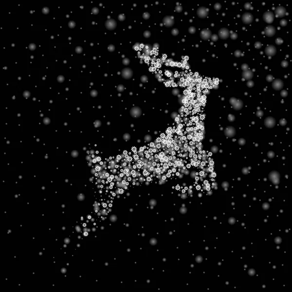 Cervo de Natal de partículas de flocos de neve — Vetor de Stock