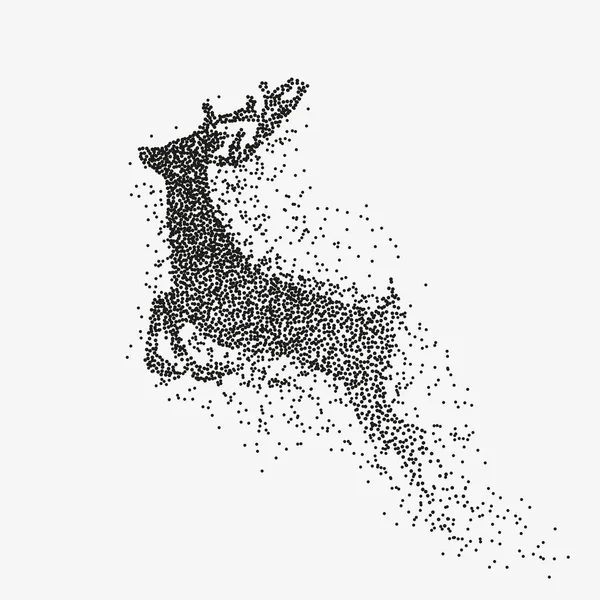 En cours d’exécution silhouette divergentes de cerf particules noires — Image vectorielle