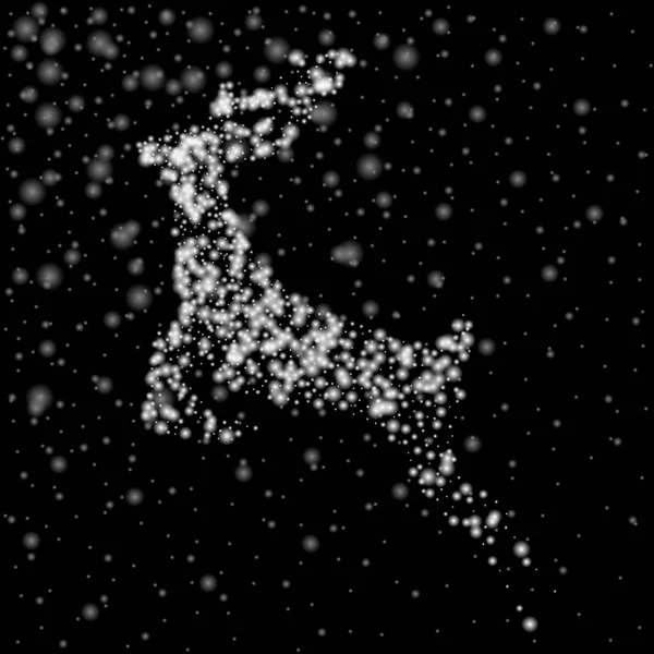 Veado de partículas de flocos de neve. Ilustração de Natal . — Vetor de Stock