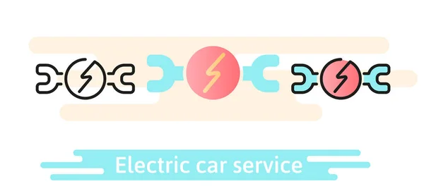 Servis a opravy elektrické auto ikony. — Stockový vektor