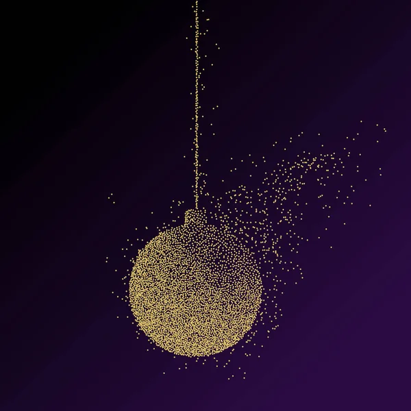 Illustration abstraite d'une boule de décoration de Noël composée de points et de particules . — Image vectorielle