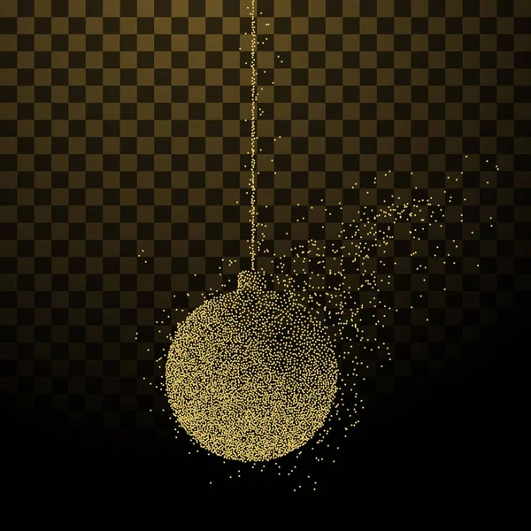 Illustration abstraite d'une boule de décoration de Noël composée de points et de particules sur fond transparent . — Image vectorielle