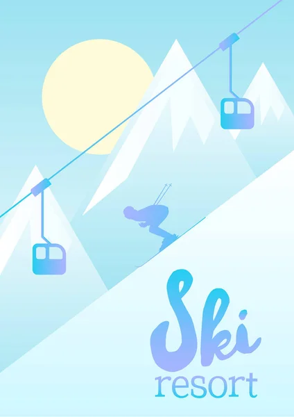 Ilustración vectorial de una estación de esquí. — Vector de stock