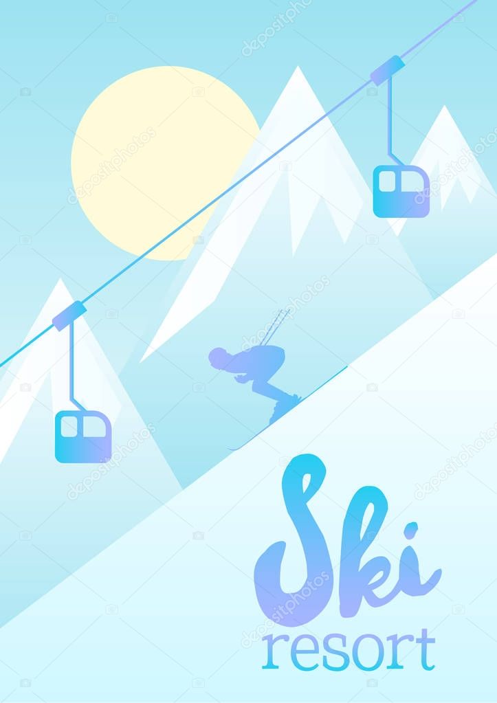 Vector illustration of a Ski resort.