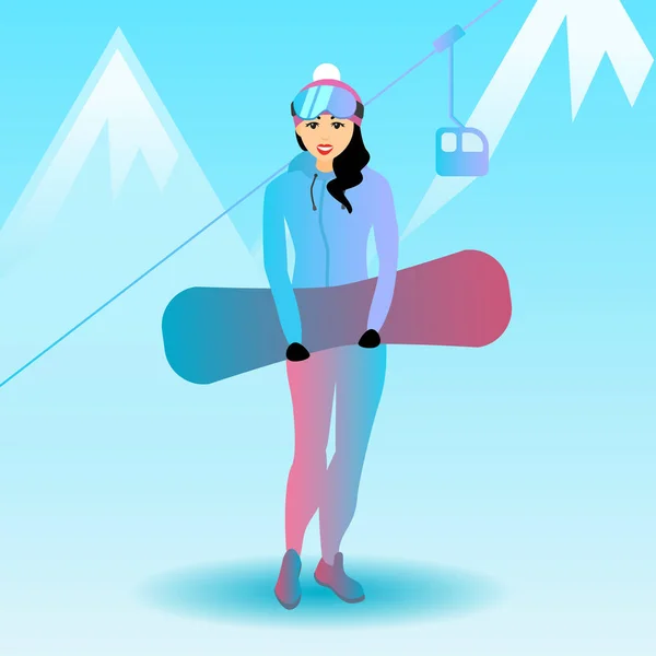 Kadın snowboard karakter. — Stok Vektör