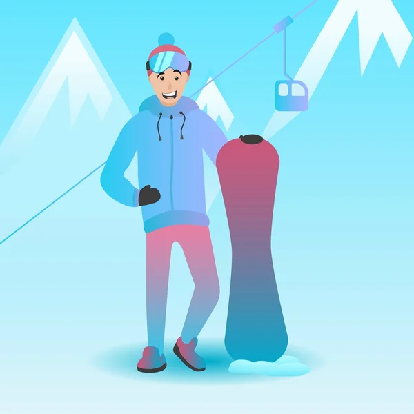 Férfi Snowboard karakter. — Stock Vector