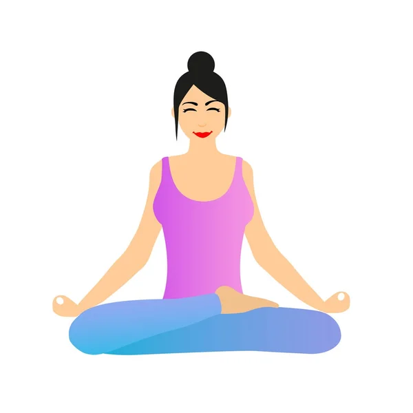 Woman sitting in lotus yoga position. — Stock Vector