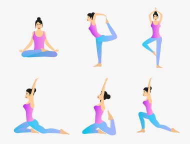 Yoga egzersiz vektör Set