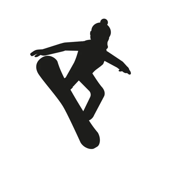 Fekete sziluettje snowboardos — Stock Vector