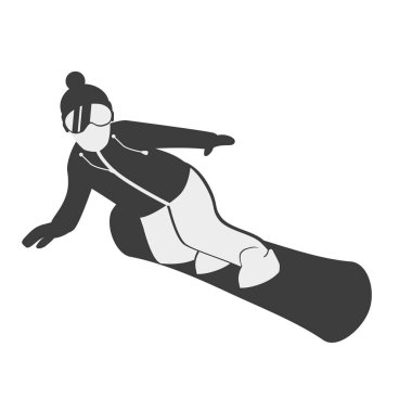 Tek renkli resimde bir snowboard silueti ile.