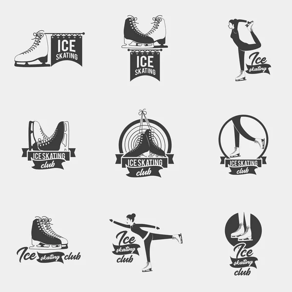 Juego de logo de patinaje sobre hielo . — Vector de stock