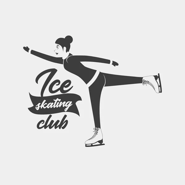 Logo avec une femme se déplaçant sur des patins à glace . — Image vectorielle