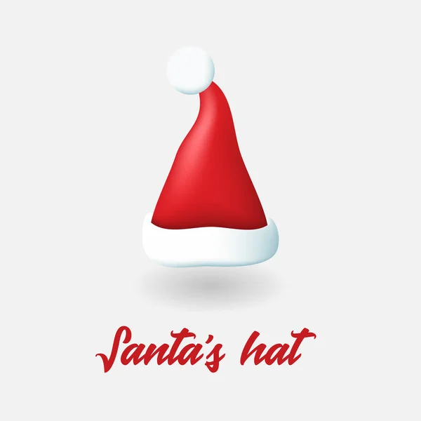 Červený klobouk santa claus na bílém pozadí — Stockový vektor