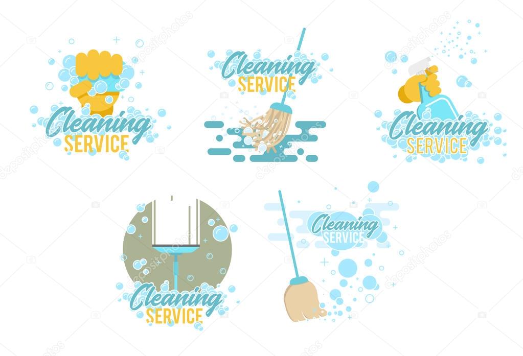Cleaning service logos and symbols templates on white background