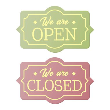 Vintage açın ve iş işareti kapalı.