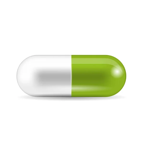Comprimido ou comprimido de cápsula isolado no fundo branco . —  Vetores de Stock