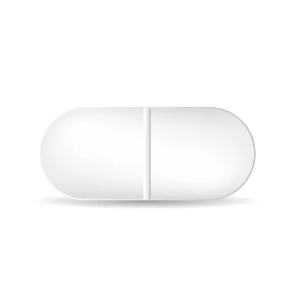 En oval piller eller tablett isolerat på den vita bakgrunden. — Stock vektor
