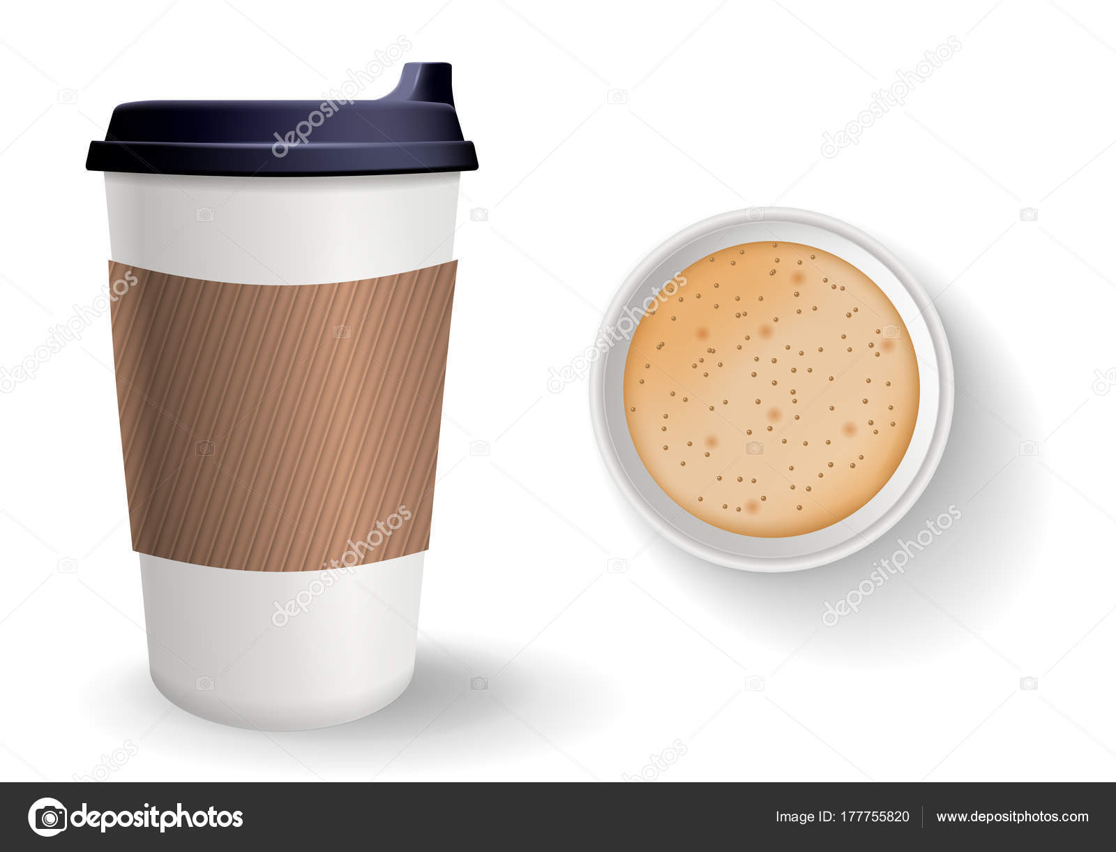 Composition of top and front view take away and to go realistic paper ...